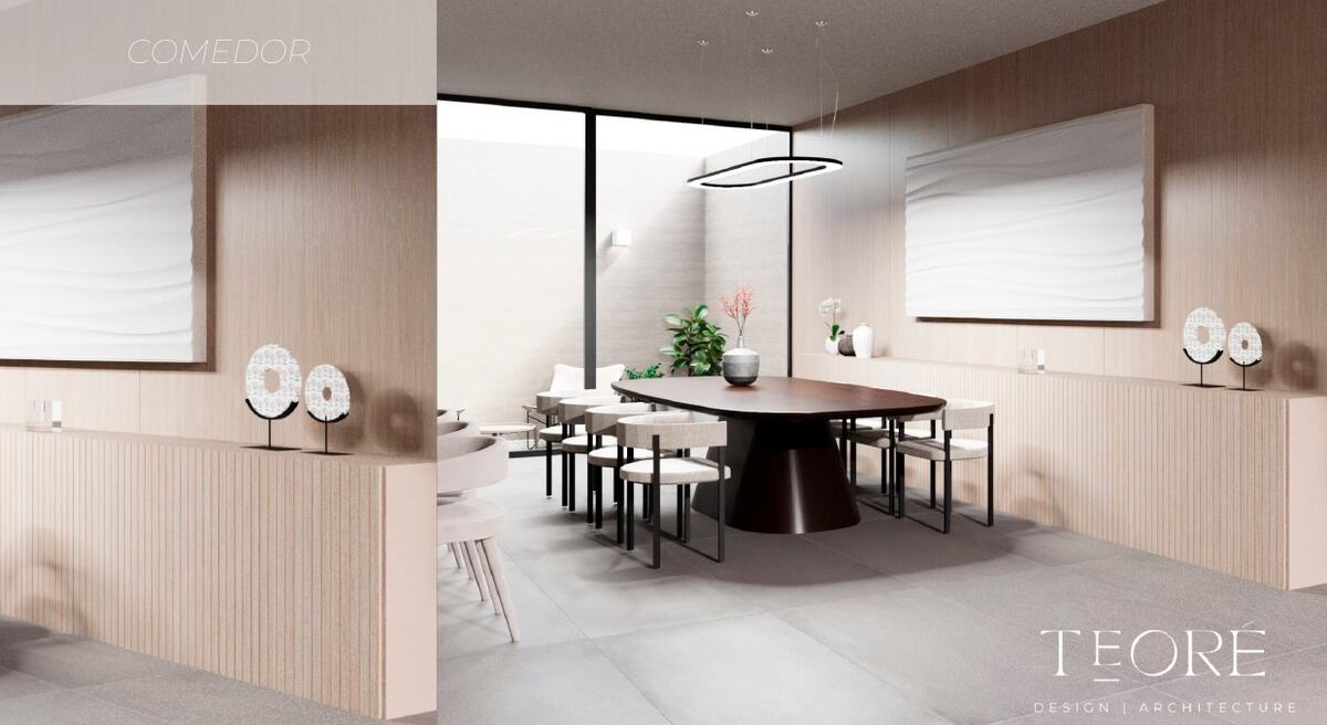 Render de comedor, proyecto de TEORÉ